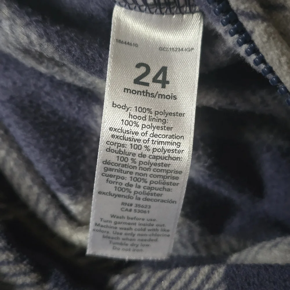 Carter's Navy Plaid Fleexe Bear Hooded Jumpsuit - Size 24 Months